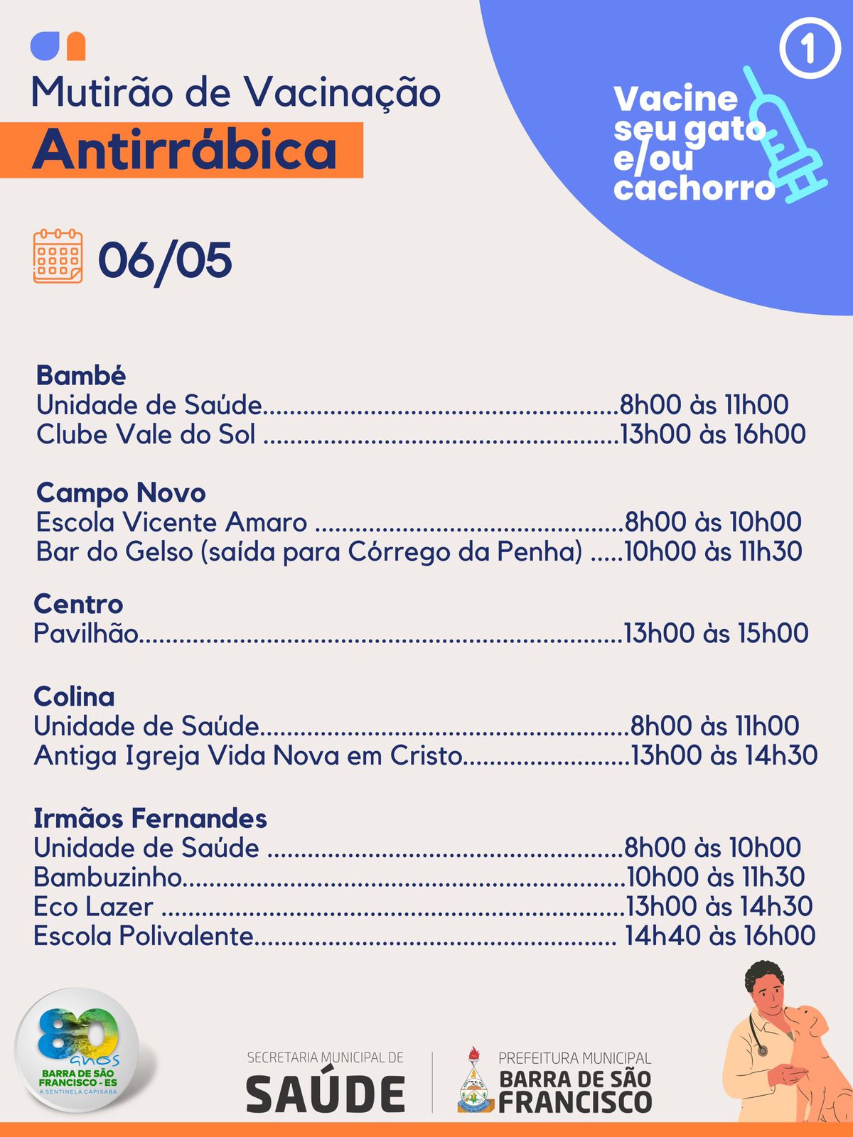 Vacinação Antirrábica continua no próximo sábado (01) - PREFEITURA  MUNICIPAL DE VIANA - ES