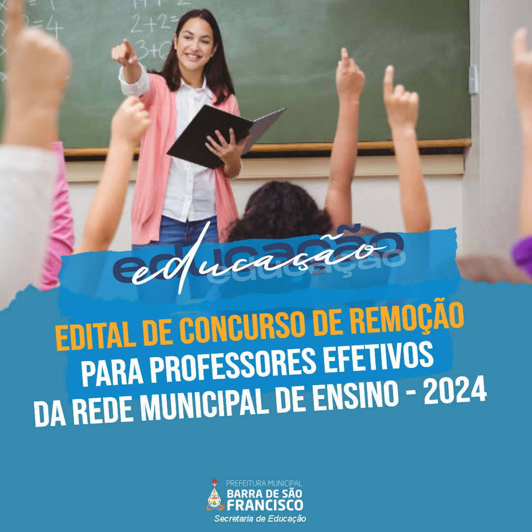 Imagem da notícia: Prefeitura lança edital para Concurso de Remoção para Professores Efetivos da Rede Municipal  